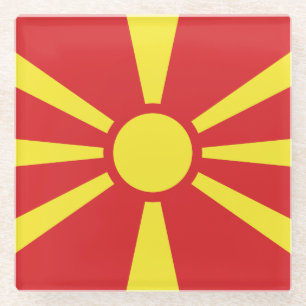 Vlag van Noord-Macedonië Glazen Onderzetter