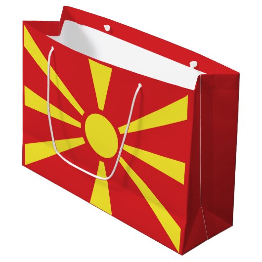 Vlag van Noord-Macedonië Groot Cadeauzakje (Voorkant Gekanteld)