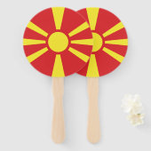 Vlag van Noord-Macedonië Handwaaier (Voorkant en achterkant)