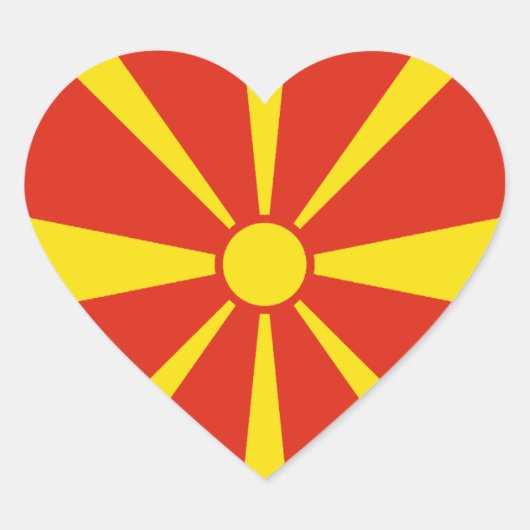 Vlag van Noord-Macedonië Hart Sticker (Voorkant)