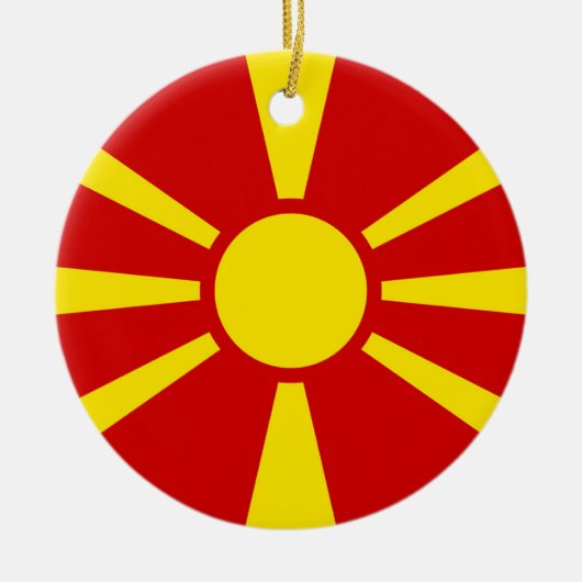 Vlag van Noord-Macedonië Keramisch Ornament (Voorkant)