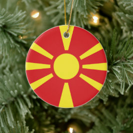 Vlag van Noord-Macedonië Keramisch Ornament