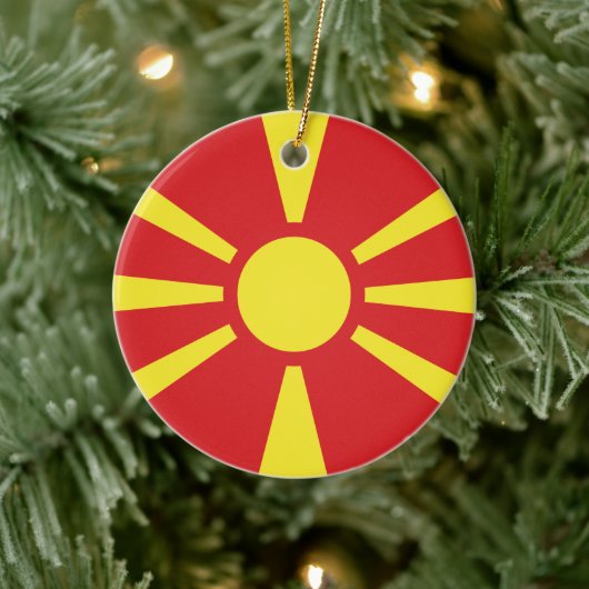 Vlag van Noord-Macedonië Keramisch Ornament (Boom)