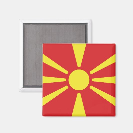 Vlag van Noord-Macedonië Magneet (Voorkant / Achterkant)