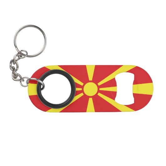 Vlag van Noord-Macedonië Mini Flessenopener (Voorkant (Horizontaal))