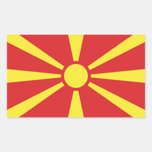 Vlag van Noord-Macedonië Rechthoekige Sticker (Voorkant)