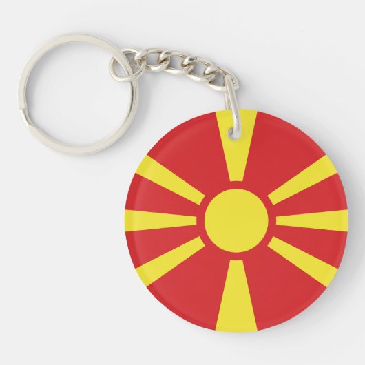Vlag van Noord-Macedonië Sleutelhanger (Voorkant)