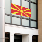 Vlag van Noord-Macedonië Spandoek (Buitenkant Gebouw)