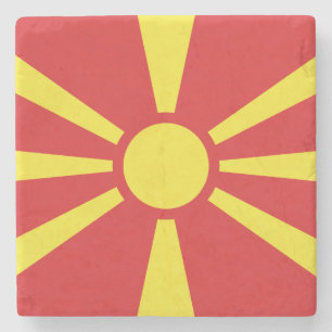 Vlag van Noord-Macedonië Stenen Onderzetter