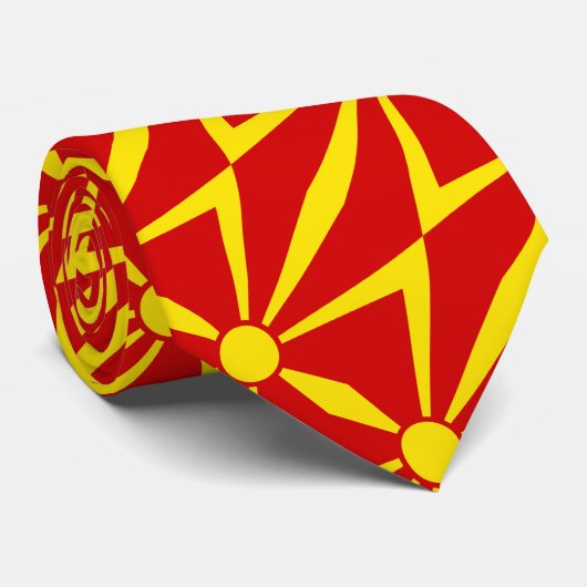Vlag van Noord-Macedonië Stropdas (Opgerold)