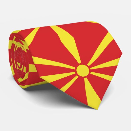 Vlag van Noord-Macedonië Stropdas (Opgerold)