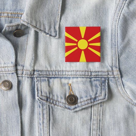 Vlag van Noord-Macedonië Vierkante Button 5,1 Cm (In situ)