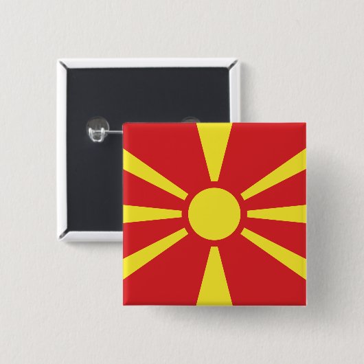 Vlag van Noord-Macedonië Vierkante Button 5,1 Cm (Voorkant /achterkant)