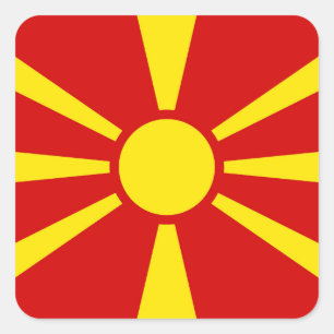Vlag van Noord-Macedonië Vierkante Sticker