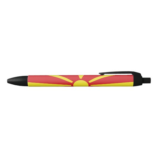 Vlag van Noord-Macedonië Zwarte Inkt Pen (Bovenkant)