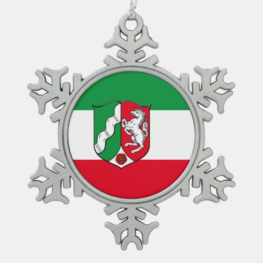 Vlag van Noordrijn-Westfalen Snowflake Pewter Ch Tin Sneeuwvlok Ornament (Voorkant)