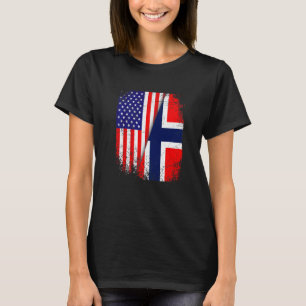Vlag van Noorwegen en Amerikaans vlagpatriotticum T-shirt