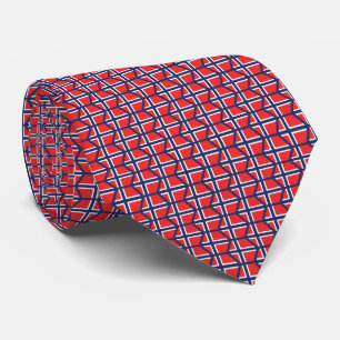 Vlag van Noorwegen Geometrisch Zeshoekpatroon Stropdas
