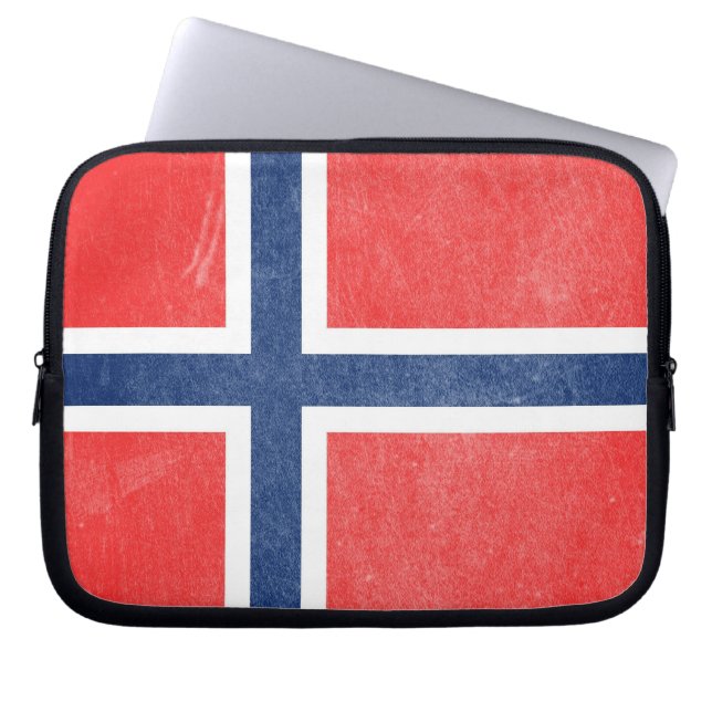 Vlag van Noorwegen Grunge Laptop Sleeve (Voorkant)