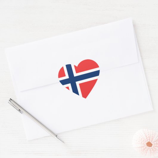 Vlag van Noorwegen Hart Sticker (Envelop)