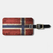 Vlag van Noorwegen op oude houten graan Bagagelabel (Voorkant horizontaal)