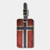 Vlag van Noorwegen op oude houten graan Bagagelabel (Voorkant verticaal)