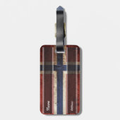 Vlag van Noorwegen op oude houten graan Bagagelabel (Achterkant verticaal)