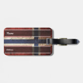 Vlag van Noorwegen op oude houten graan Bagagelabel (Achterkant horizontaal)