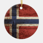 Vlag van Noorwegen op oude houten graan Keramisch Ornament (Voorkant)