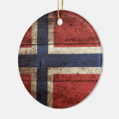 Vlag van Noorwegen op oude houten graan Keramisch Ornament (Links)