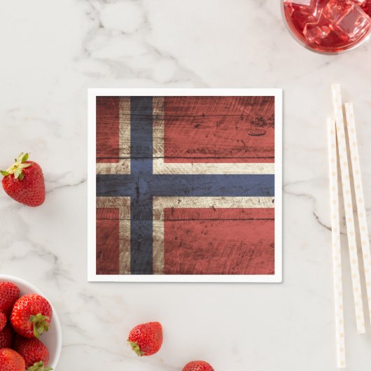 Vlag van Noorwegen op oude houten graan Servetten (Insitu)