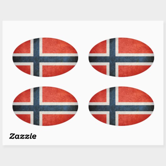 Vlag van Noorwegen Ovale Sticker (Vel)