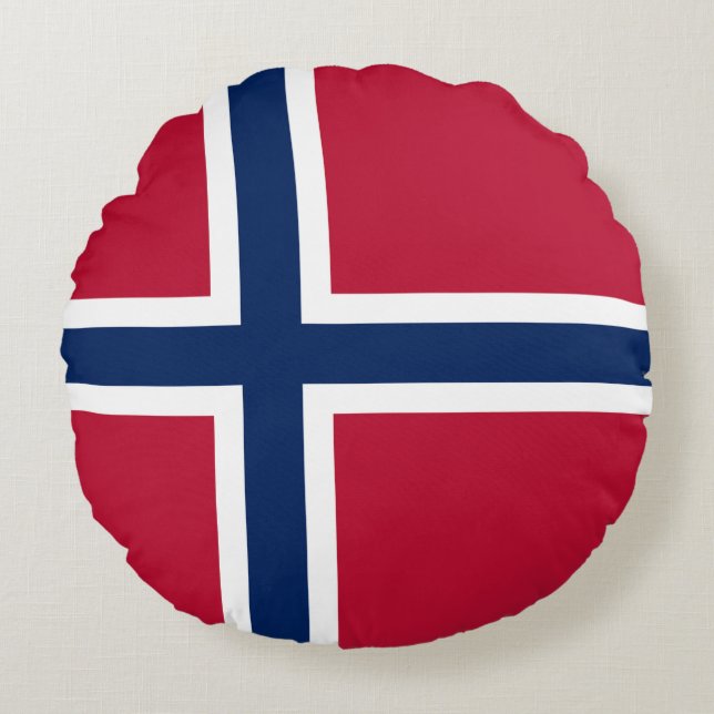 Vlag van Noorwegen Rond Kussen (Voorkant)