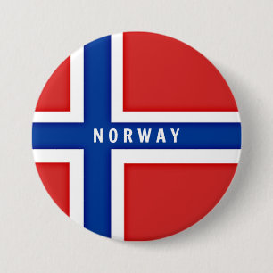 Vlag van Noorwegen Ronde Button 7,6 Cm