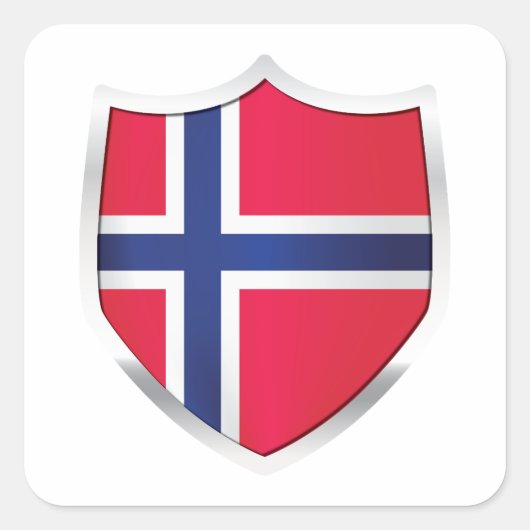 vlag van Noorwegen Silver Shield Vierkante Sticker (Voorkant)