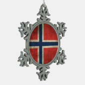  vlag van Noorwegen Tin Sneeuwvlok Ornament (Links)