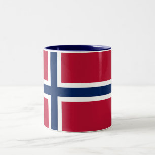 Vlag van Noorwegen Tweekleurige Koffiemok