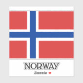 Vlag van Noorwegen, voorzien van een etiket Sticker (Vel)
