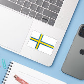 Vlag van Norrland, Zweden Sticker (Laptop met iPhone)