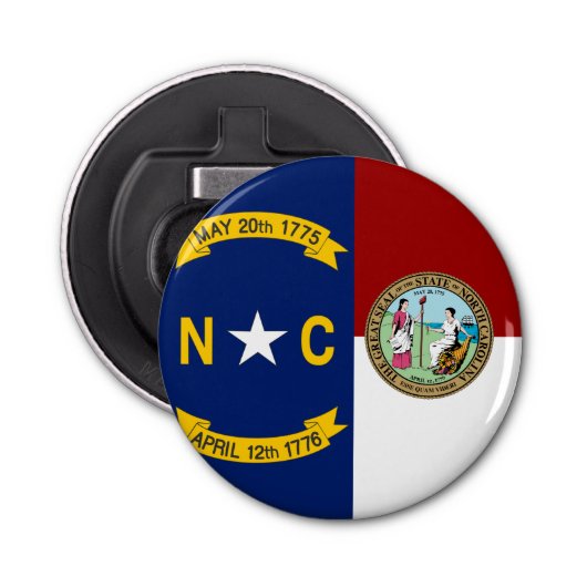vlag van North Carolina Button Flesopener (Voorkant)