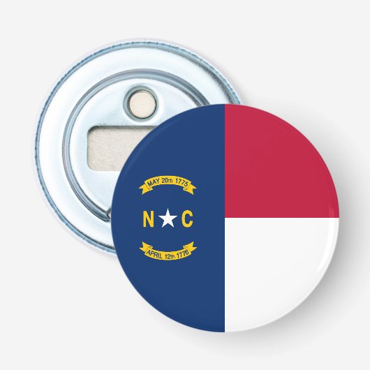 Vlag van North Carolina Button Flesopener (Voorkant)