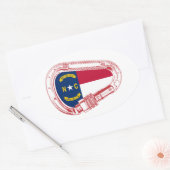 Vlag van North Carolina die Carabiner beklimt Ovale Sticker (Envelop)