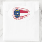 Vlag van North Carolina die Carabiner beklimt Ovale Sticker (Tas)