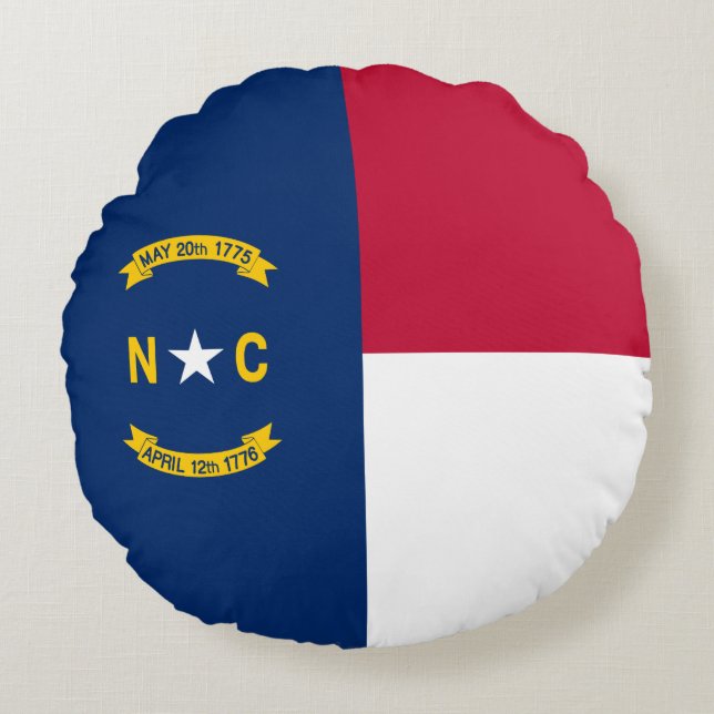 Vlag van North Carolina Rond Kussen (Voorkant)