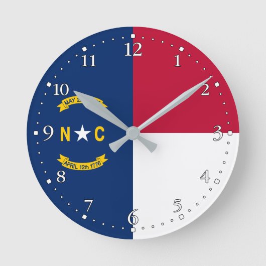 Vlag van North Carolina Ronde Klok (Voorkant)