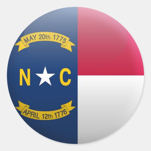 Vlag van North Carolina Ronde Sticker (Voorkant)