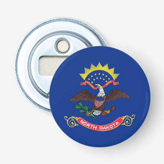 Vlag van North Dakota Button Flesopener (Voorkant)