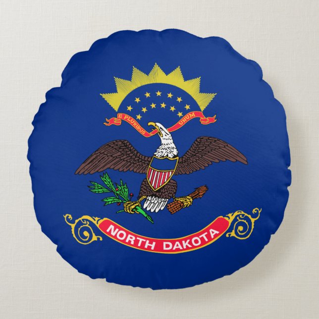 Vlag van North Dakota Rond Kussen (Voorkant)