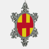 Vlag van Northumberland Snowflake Pewter Kerstmis Tin Sneeuwvlok Ornament (Links)