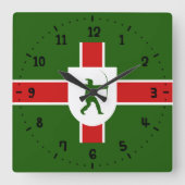 Vlag van Nottinghamshire Square Wall Clock Vierkante Klok (Voorkant)